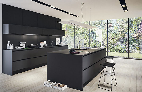 black kitchen cabinet
