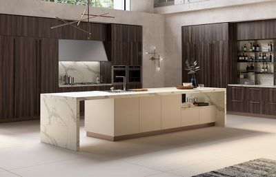 Vertical  Wood Veneer Kitchen Cabinet
