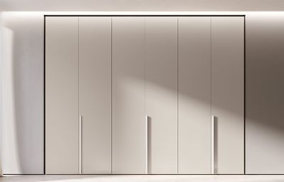 Pure Color With Wood Handle Swing Door Closet Wardrobe