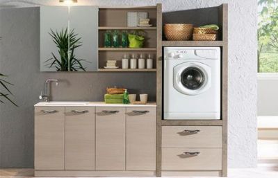 Single Basin Wood Melamine Finish With Handle Laundry Cabinet