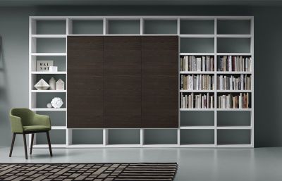 Wood Veneer Finish With White Shelves Bookcase Furniture