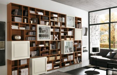 Wood Veneer Finish With White Shelves Bookcase Furniture