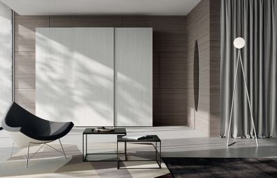 Wood Grain White Melamine Sliding Wardrobe