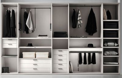 White Melamine Walk In Closet Simple Design