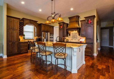 American Vintage Dark Brown Solid Wood Cabinets - Whole-House Customization