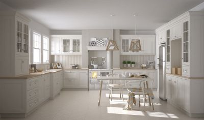 Transitional Style Matt White Lacquer Shaker Customized Kitchen Cabinets 