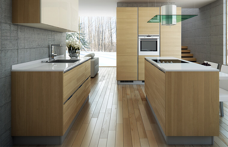 Customize Wood Grain Laminate Kitchen Furniture