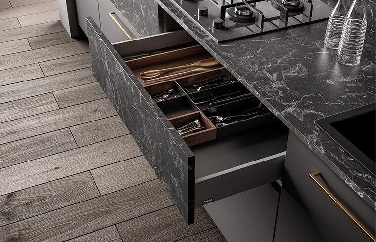 High End Luxury Laminate mixed Black Lacquer Kitchen Cabinets