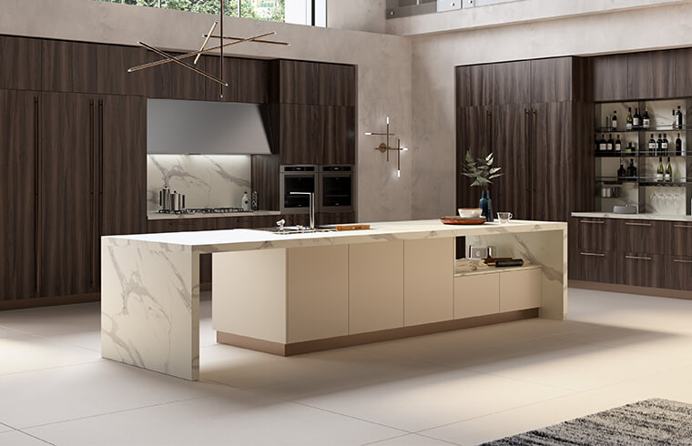 Vertical Wood Veneer Kitchen Cabinet - BFP Cabinetry
