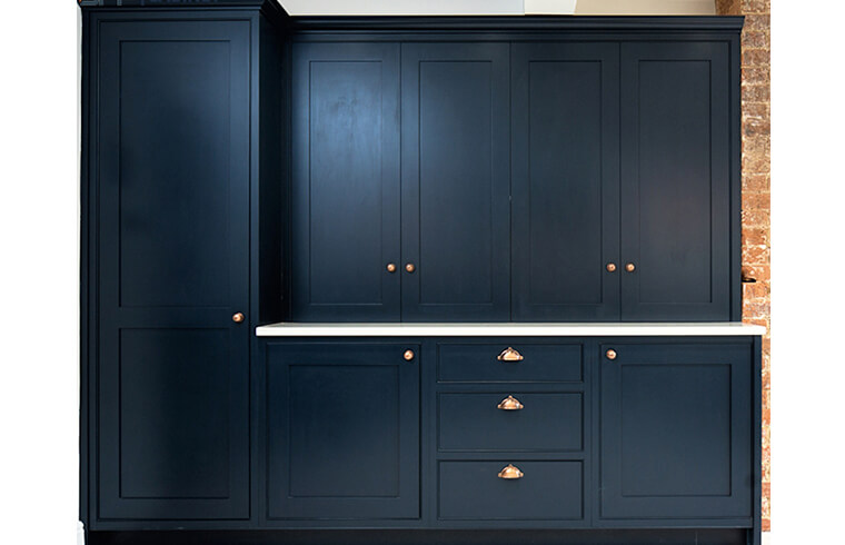 Solid wood Navy Blue Kitchen With Handle