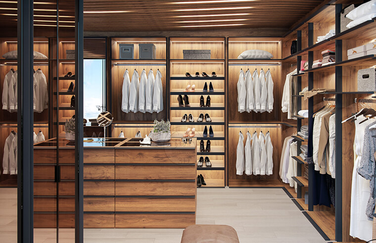 Modern Luxury Wood Melamine Walk-in Wardrobe