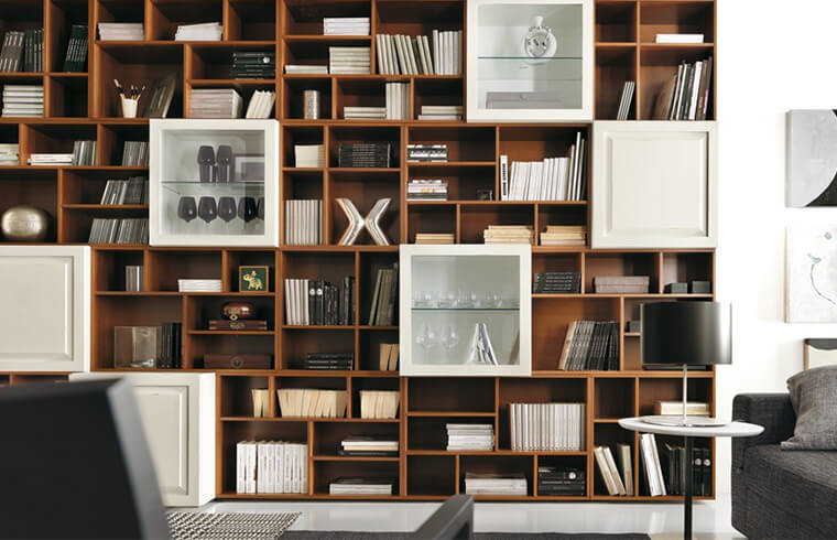 Wood Veneer Finish With White Shelves Bookcase Furniture