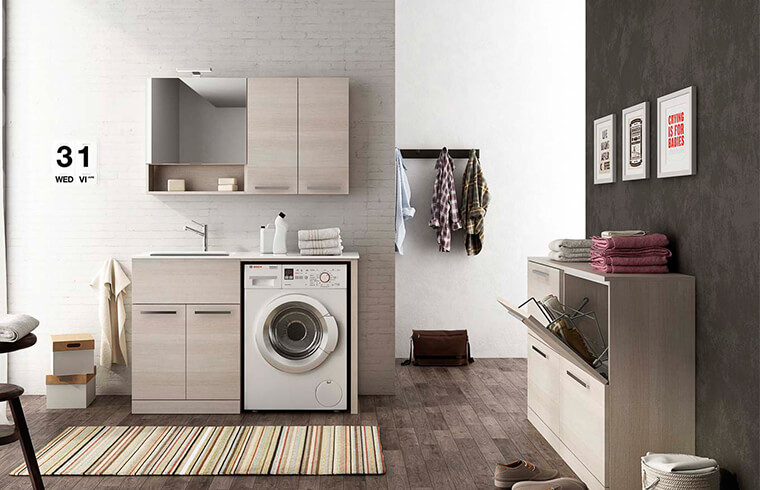 Modern Wood Melamine Finish With Handle Laundry Cabinet