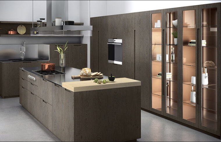Business Style Calm Atmosphere Wood Veneer Kitchen Cabinets