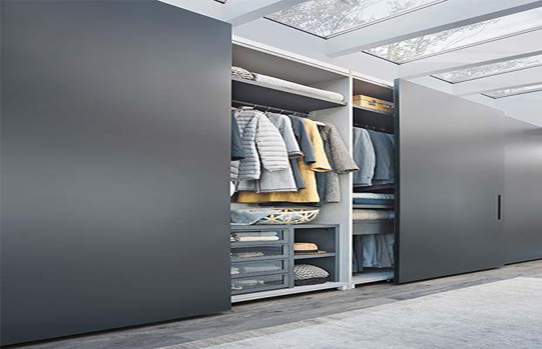 Modern Gray Color Style MDF Material  Sliding Door Wardrobe