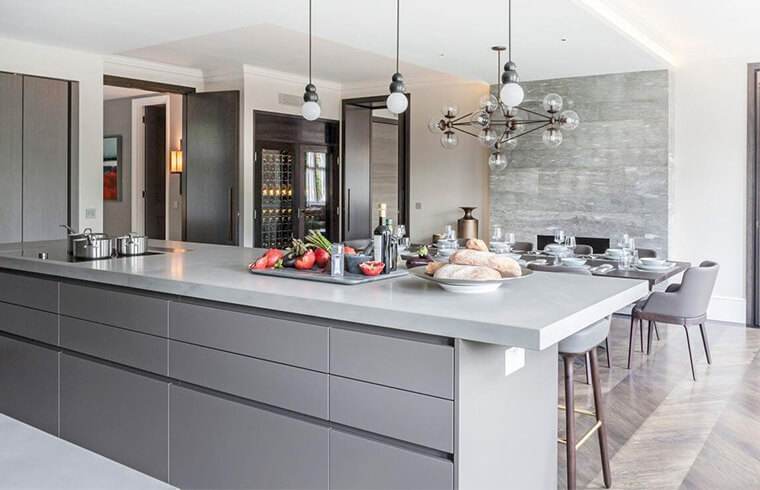 Modern Customized Matt Gray Finish Lacquered  Kitchen cabinet