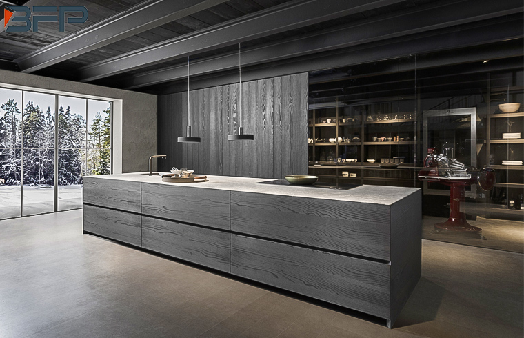 Modern Luxury Wooden Gray High Pressure Laminated Kitchen Cabinet