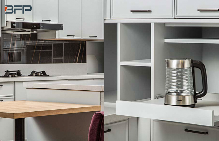 Australian Style Classic Matt Finish White L-Shape PVC Kitchen Cabinets
